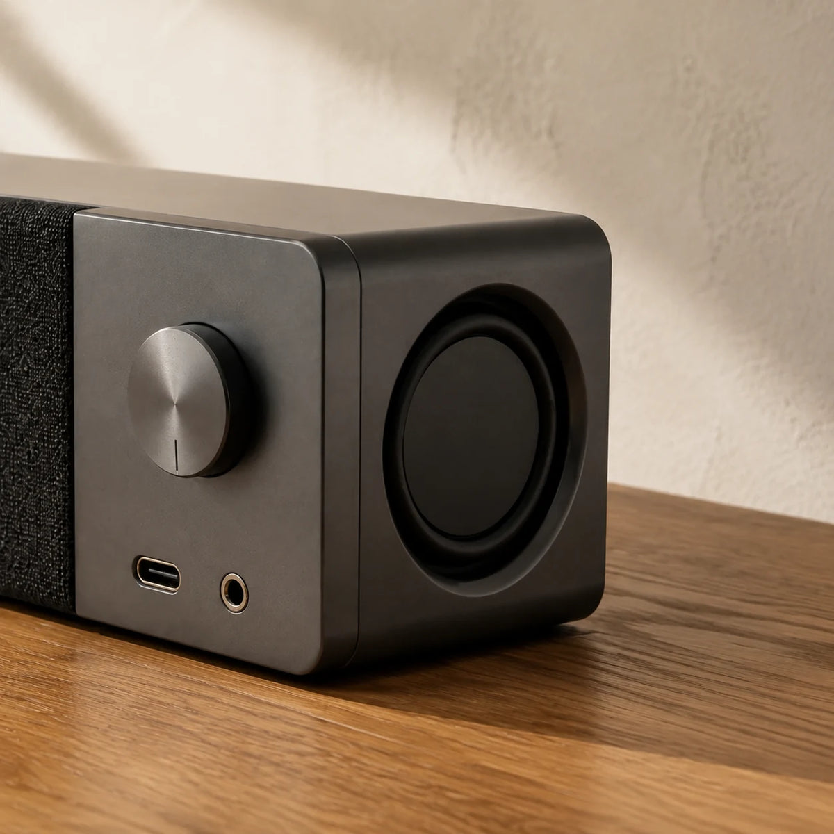Desk Speaker — close detail: Rear passive radiator