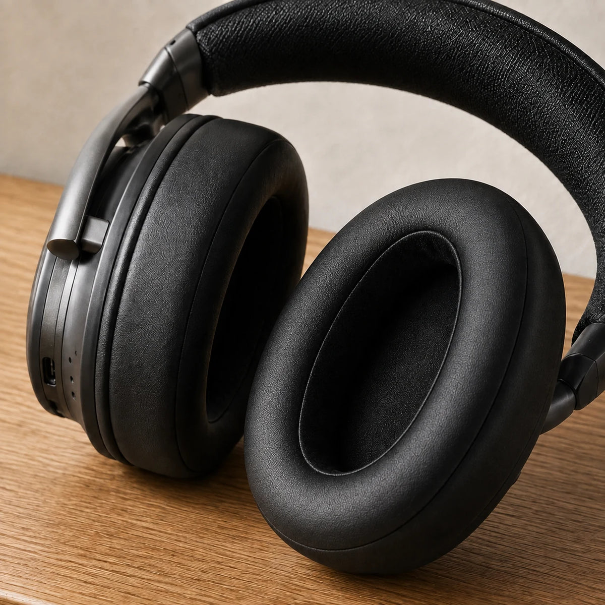 Studio Headphones — close detail: Replaceable earpads