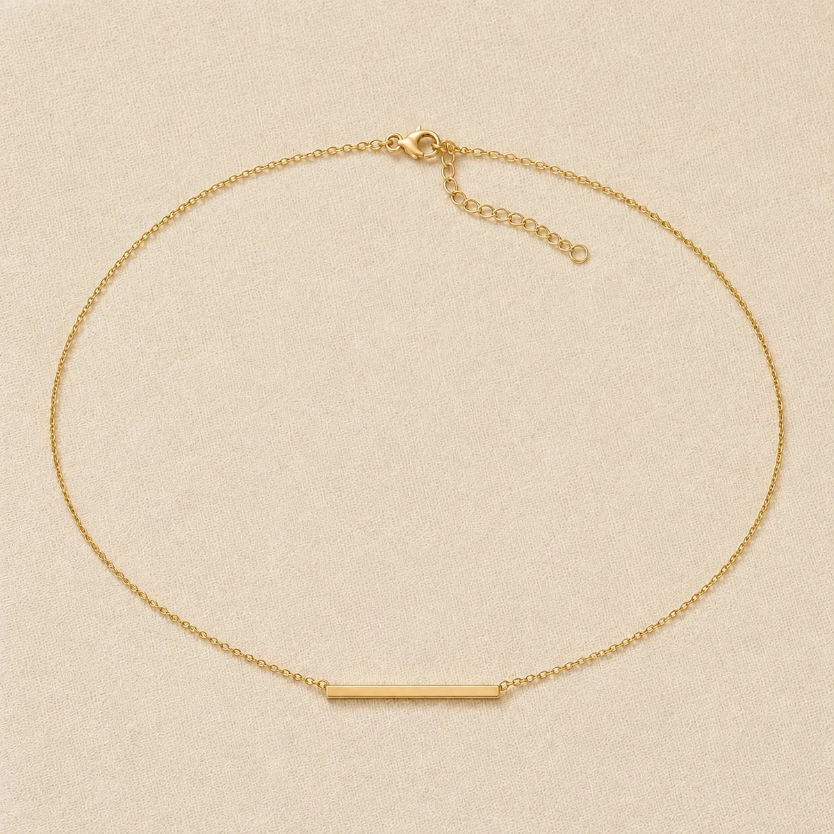 14K Bar Pendant — top-down flat lay view