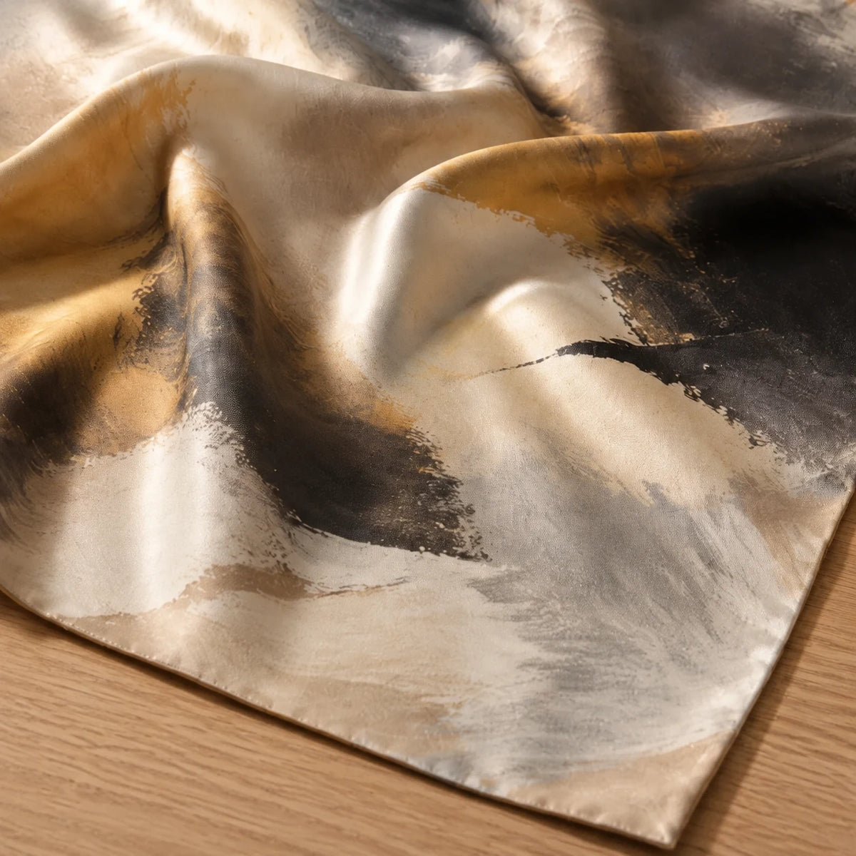 Silk Scarf — close detail: Silk twill, 16 momme