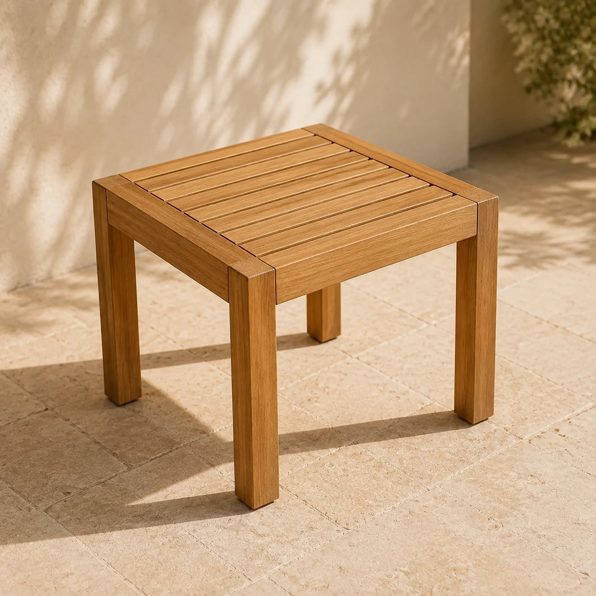 Teak Side Table — opposite three-quarter view