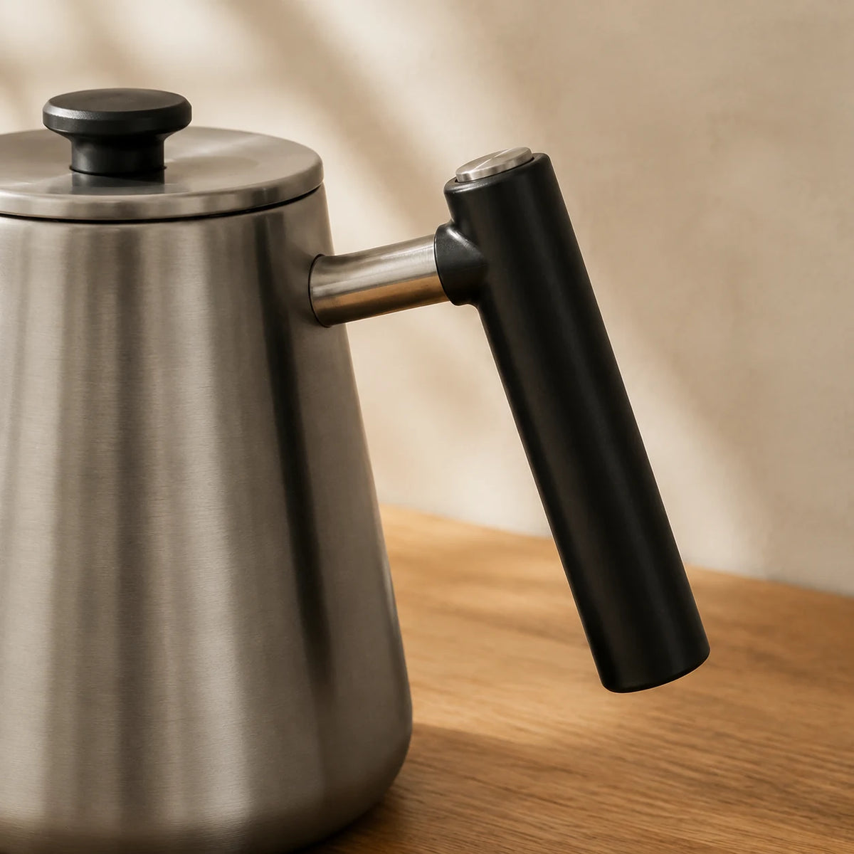 Gooseneck Kettle — close detail: Counterbalanced handle