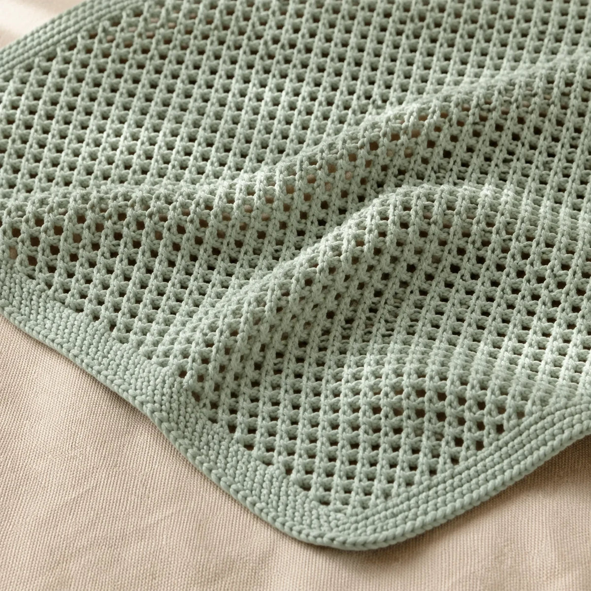 Cotton Knit Baby Blanket — close detail: Cellular knit
