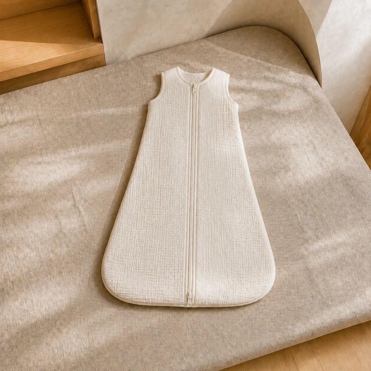 Muslin Sleep Sack — top-down flat lay view