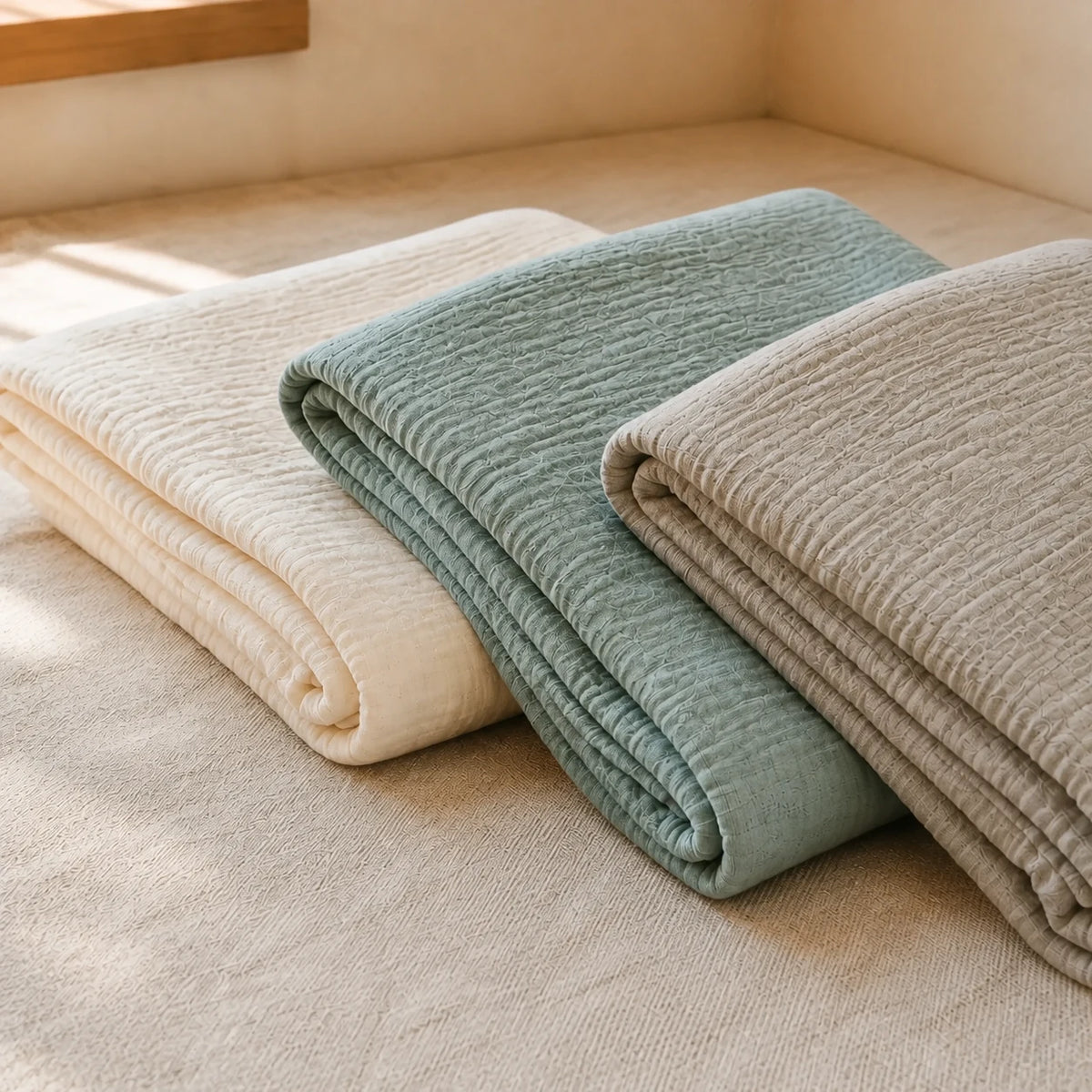 Organic Cotton Swaddle Set — close detail: GOTS-certified organic cotton