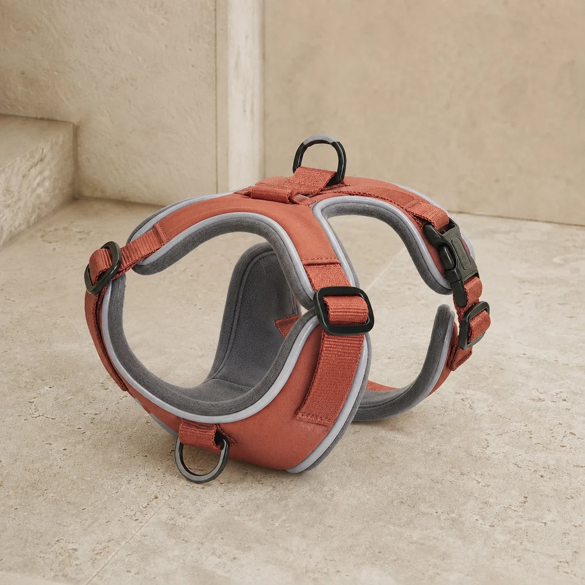 Reflective Dog Harness — opposite three-quarter view