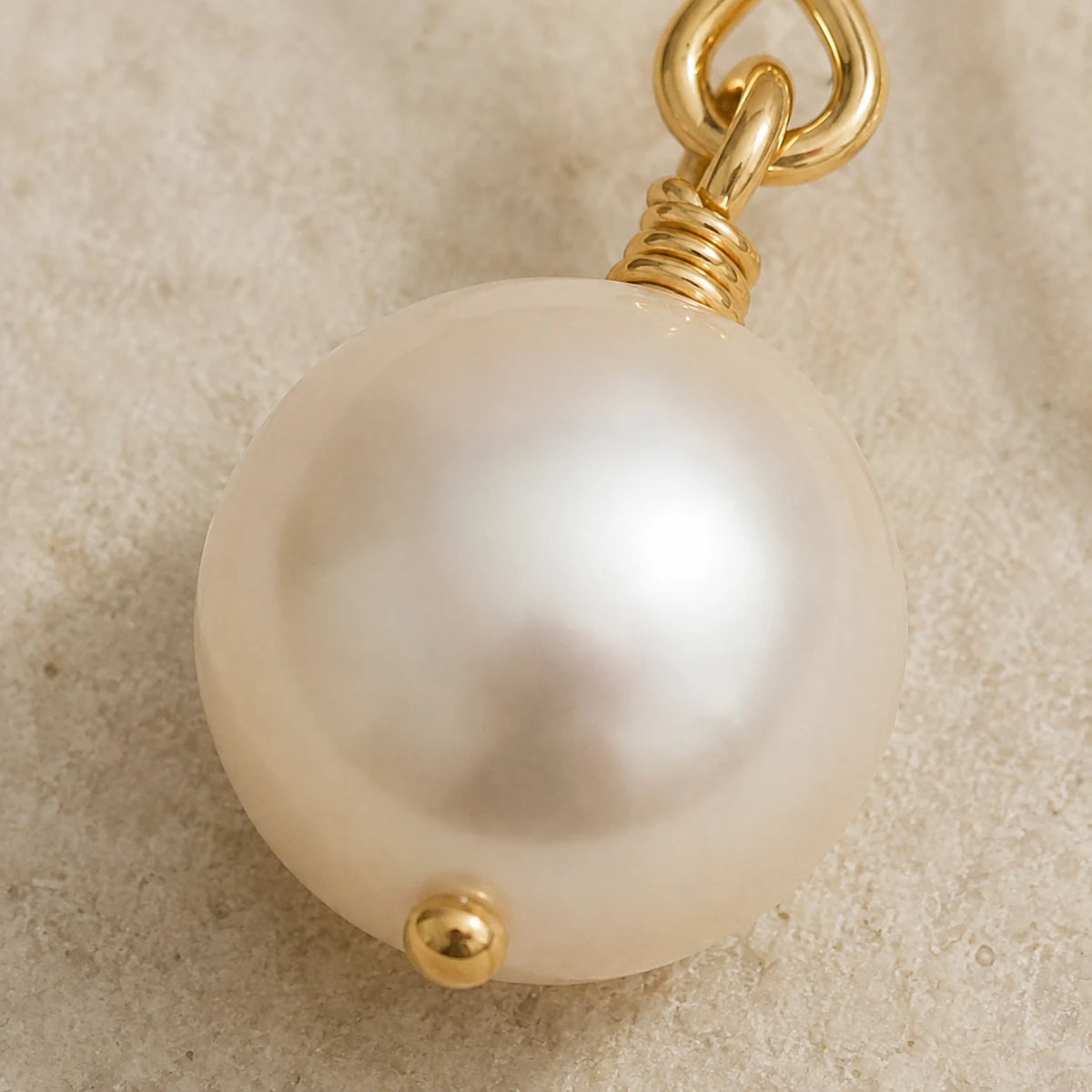 Pearl Drop Earrings — close detail: Freshwater pearls, 8mm