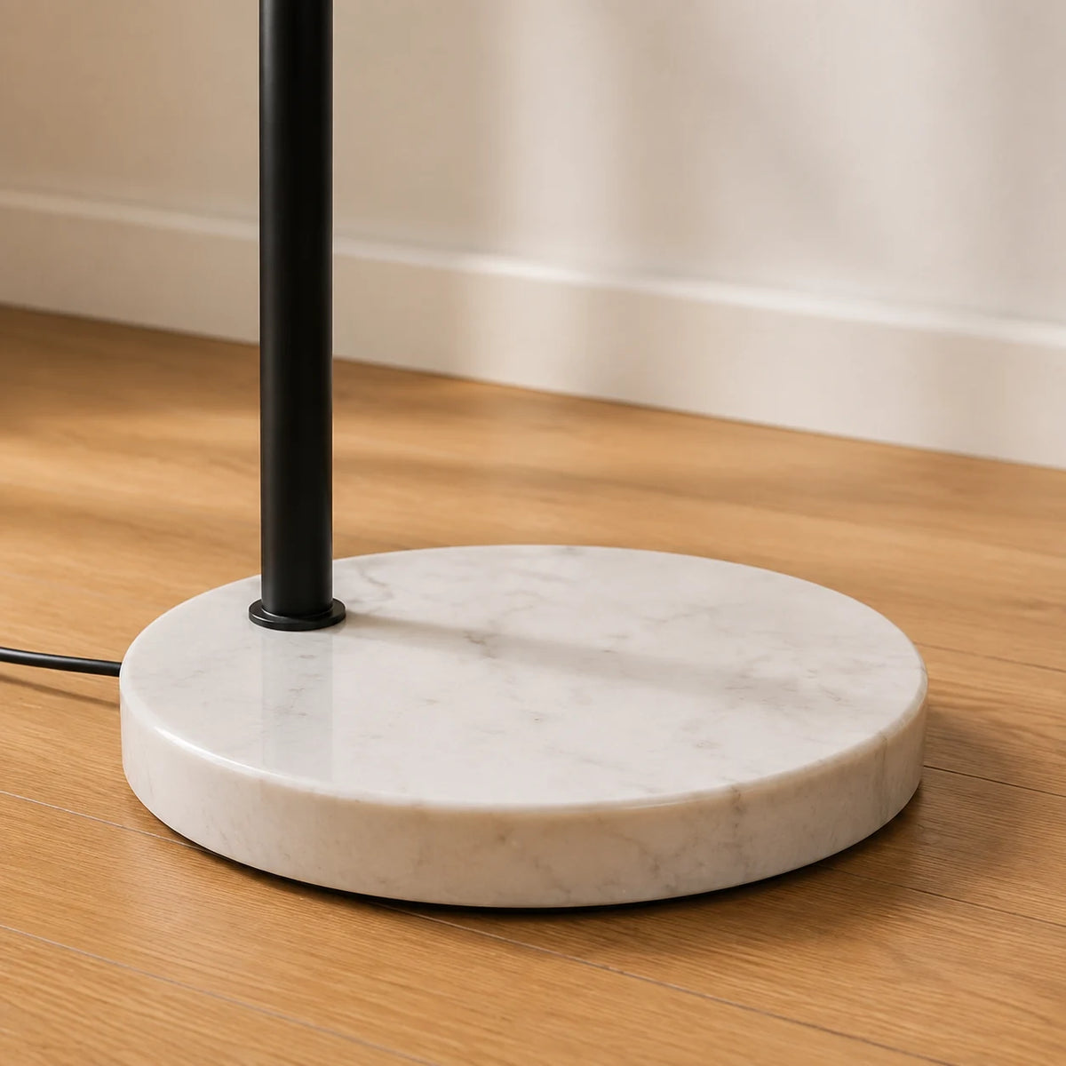 Arc Floor Lamp — close detail: Weighted marble base
