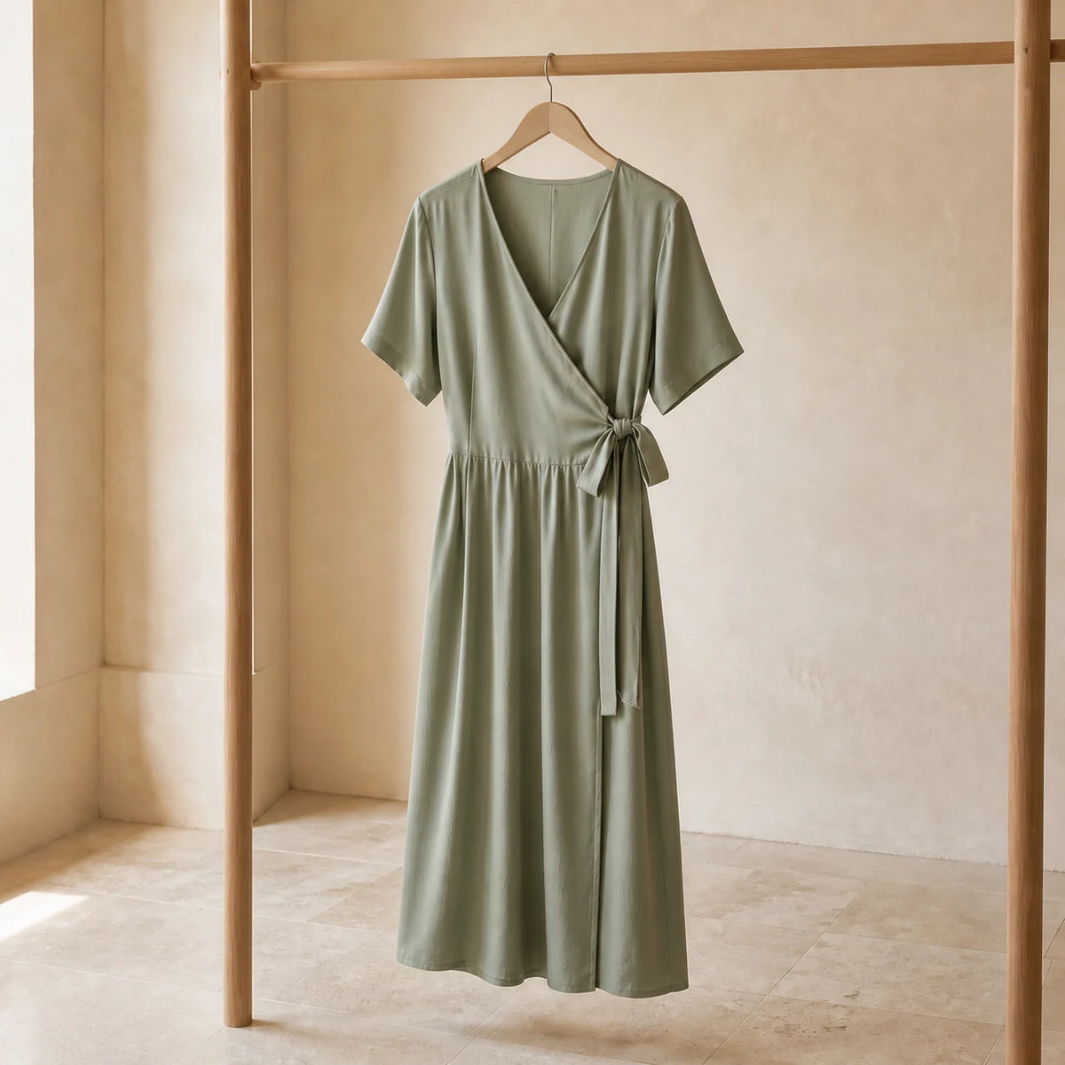 Sage Wrap Midi in Sage