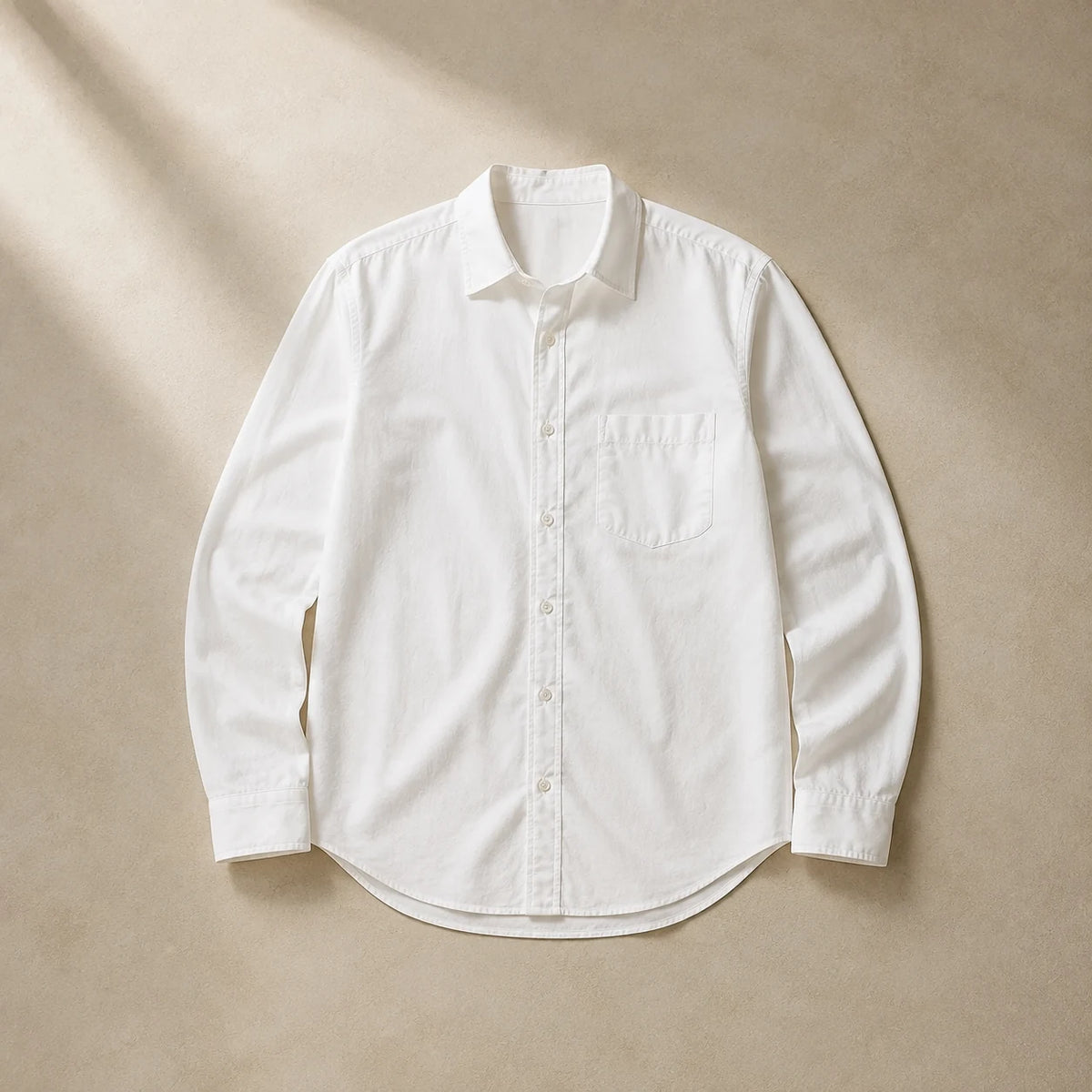 Oxford Shirt in White — top-down flat lay view