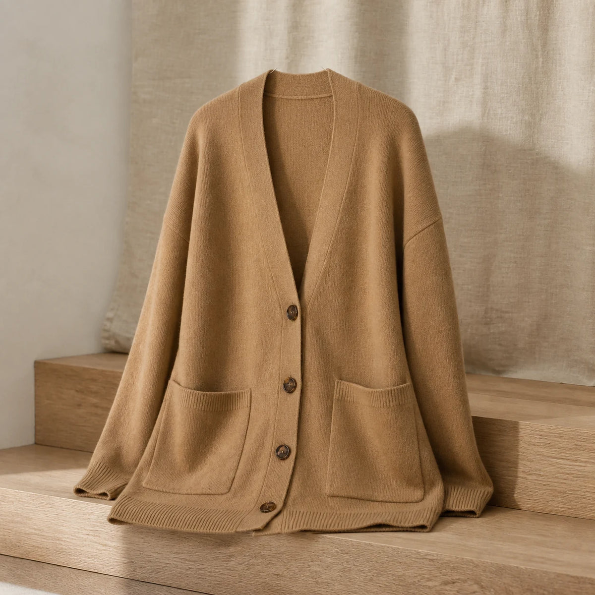 Cashmere Cardigan in Camel