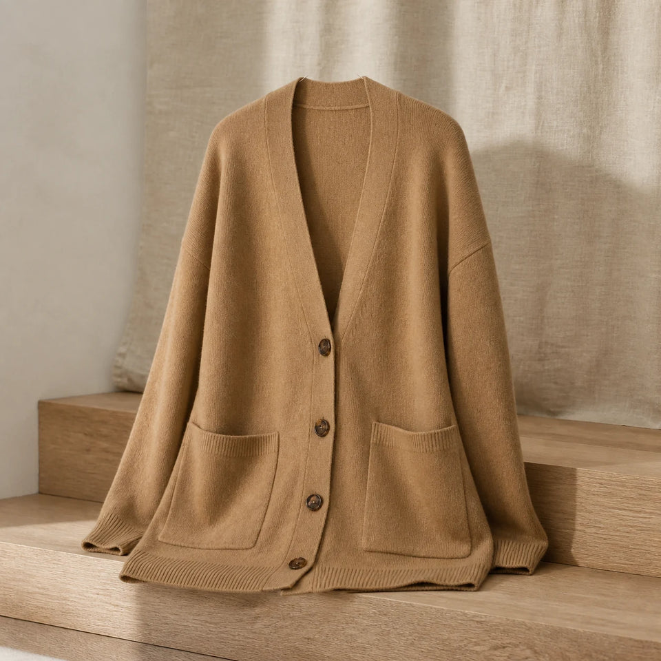 Cashmere Cardigan in Camel