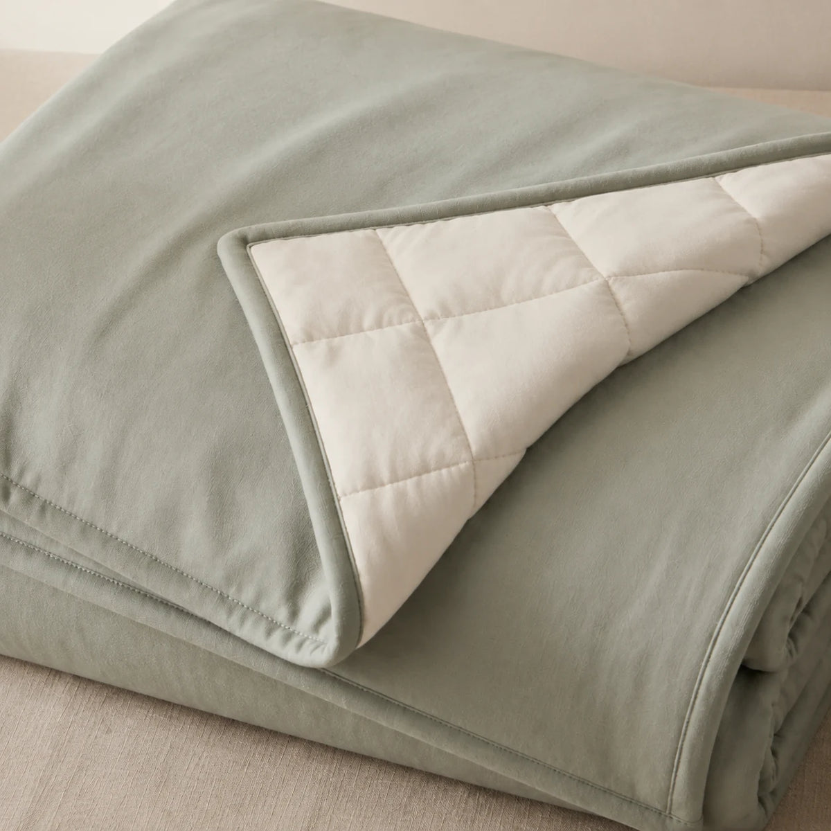 Weighted Blanket — close detail: Seven-layer quilting stops bead migration