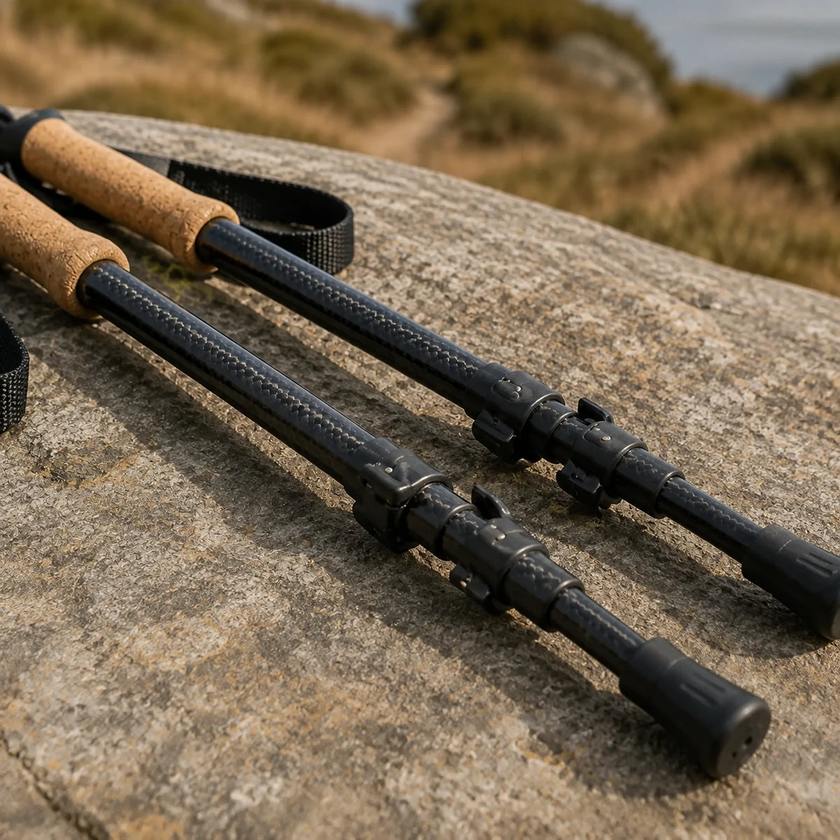 Trekking Poles — close detail: Carbon fibre shaft