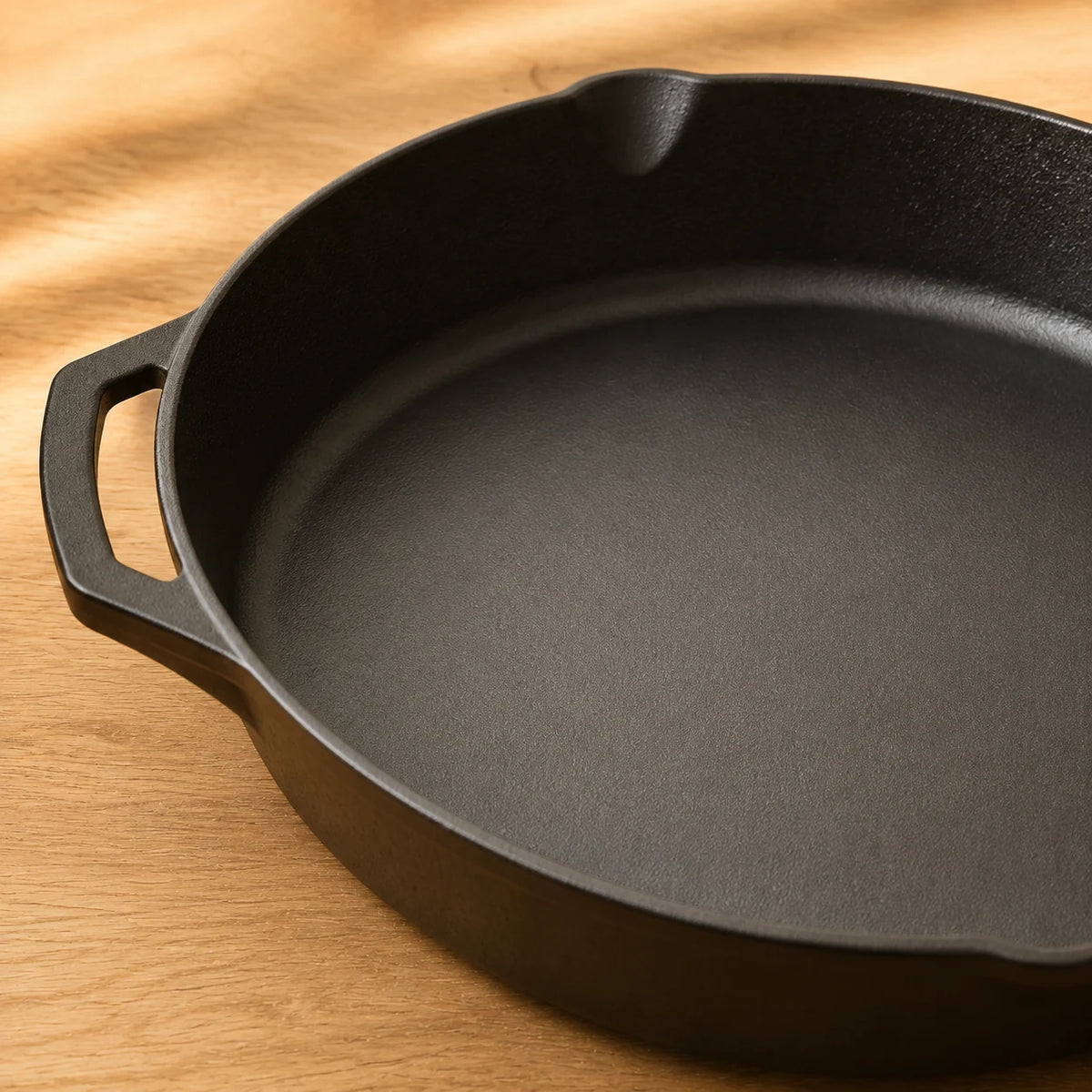 Cast Iron Skillet — close detail: Milled smooth cooking surface