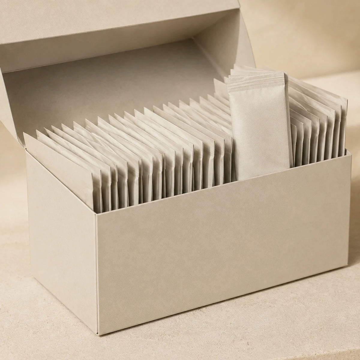 Electrolyte Powder — close detail: Paper-foil sachets