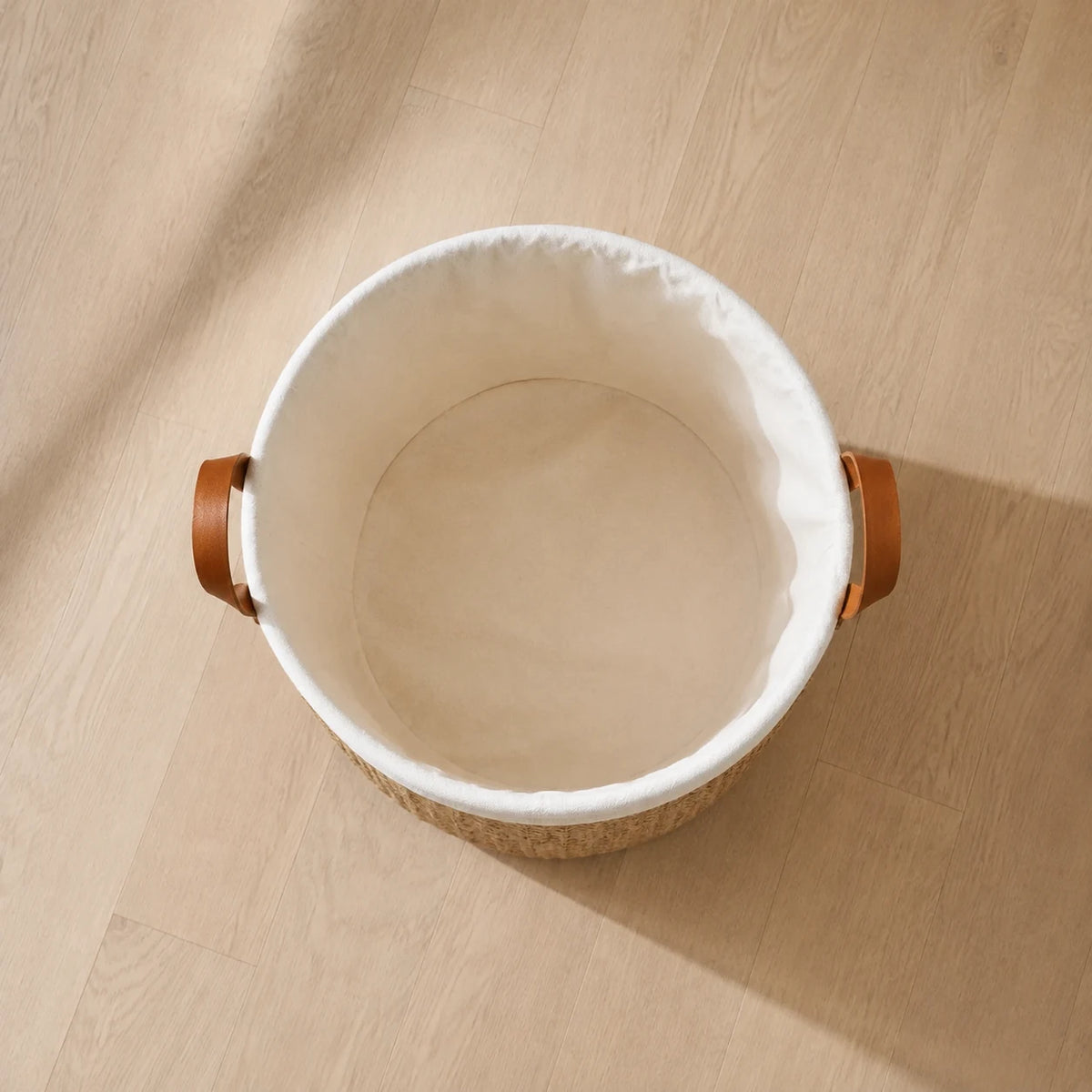 Woven Storage Basket — top-down flat lay view